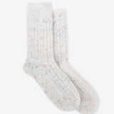 Cable Neb Crew Socks in White