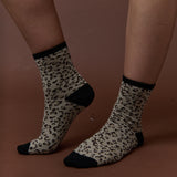 Leopard Print Crew Socks