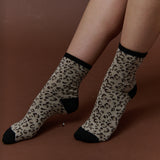 Leopard Print Crew Socks