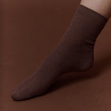 Mocha Rib Crew Socks in Brown