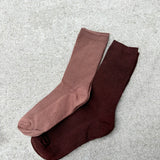 Mocha Rib Crew Socks in Camel