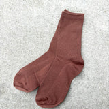 Mocha Rib Crew Socks in Camel