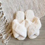 Skylar Fluffy Slippers in White (2SM & 2ML/pack)