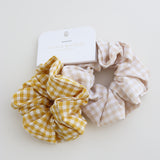 Gingham Scrunchies 2 Pack Set - Butter