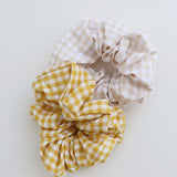 Gingham Scrunchies 2 Pack Set - Butter