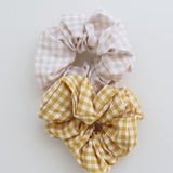 Gingham Scrunchies 2 Pack Set - Butter