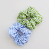 Gingham Scrunchies 2 Pack Set - Berry