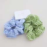 Gingham Scrunchies 2 Pack Set - Berry