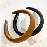 Satin Plain Padded Headband in Black / Brown