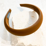 Satin Plain Padded Headband in Black / Brown