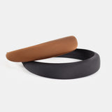 Satin Plain Padded Headband in Black