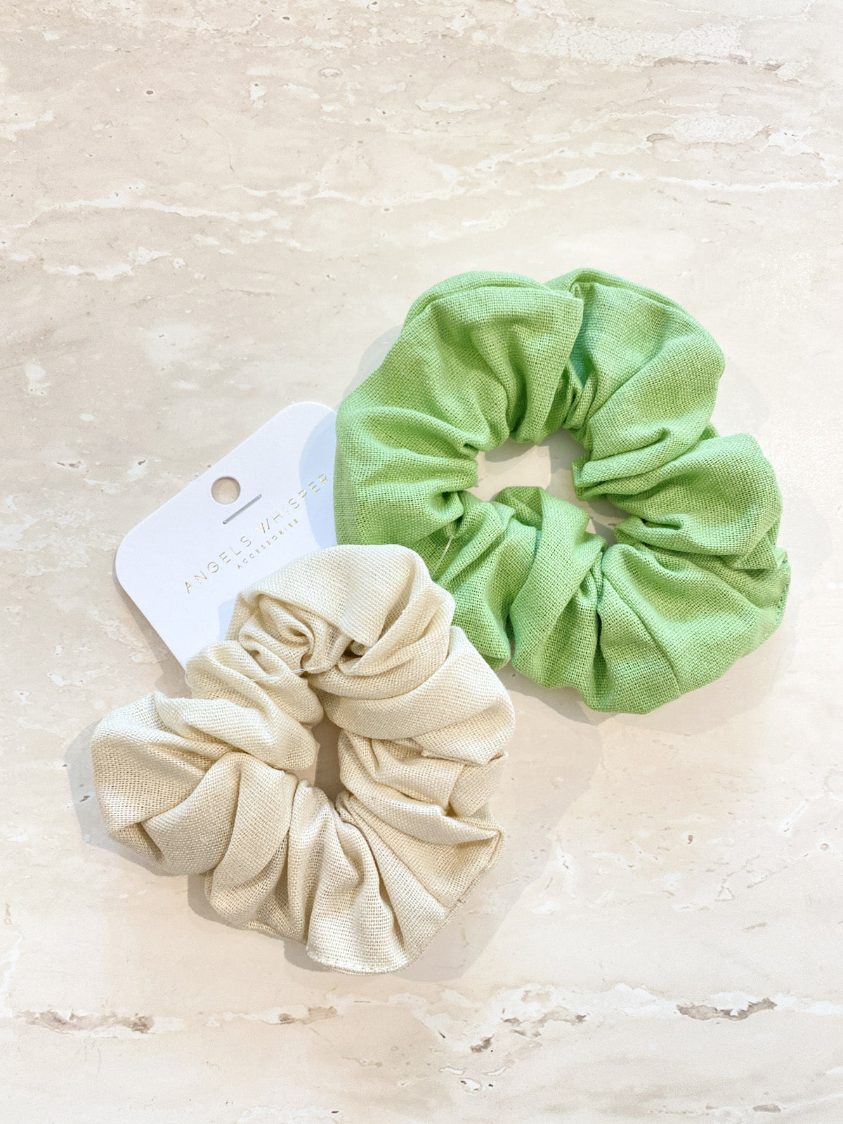 Matcha Latte Linen Scrunchie Pack