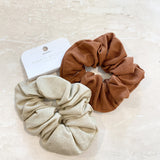 Mild Chocolate Linen Scrunchie Pack