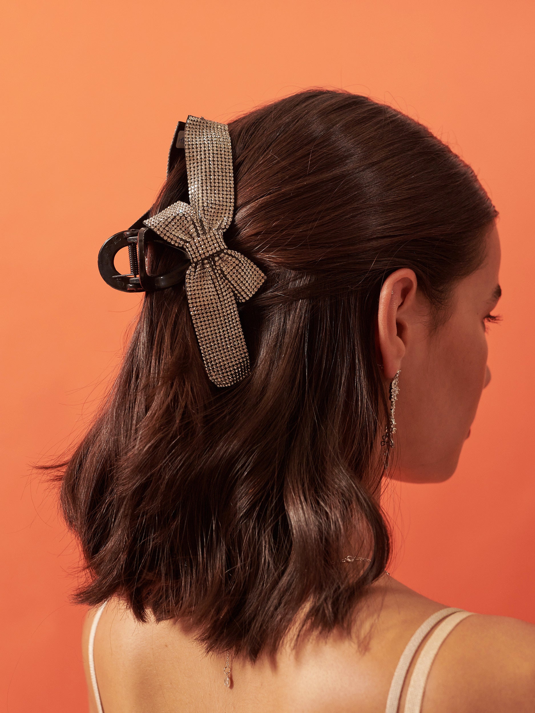 Rhinestone Bow Hair Claw Clip