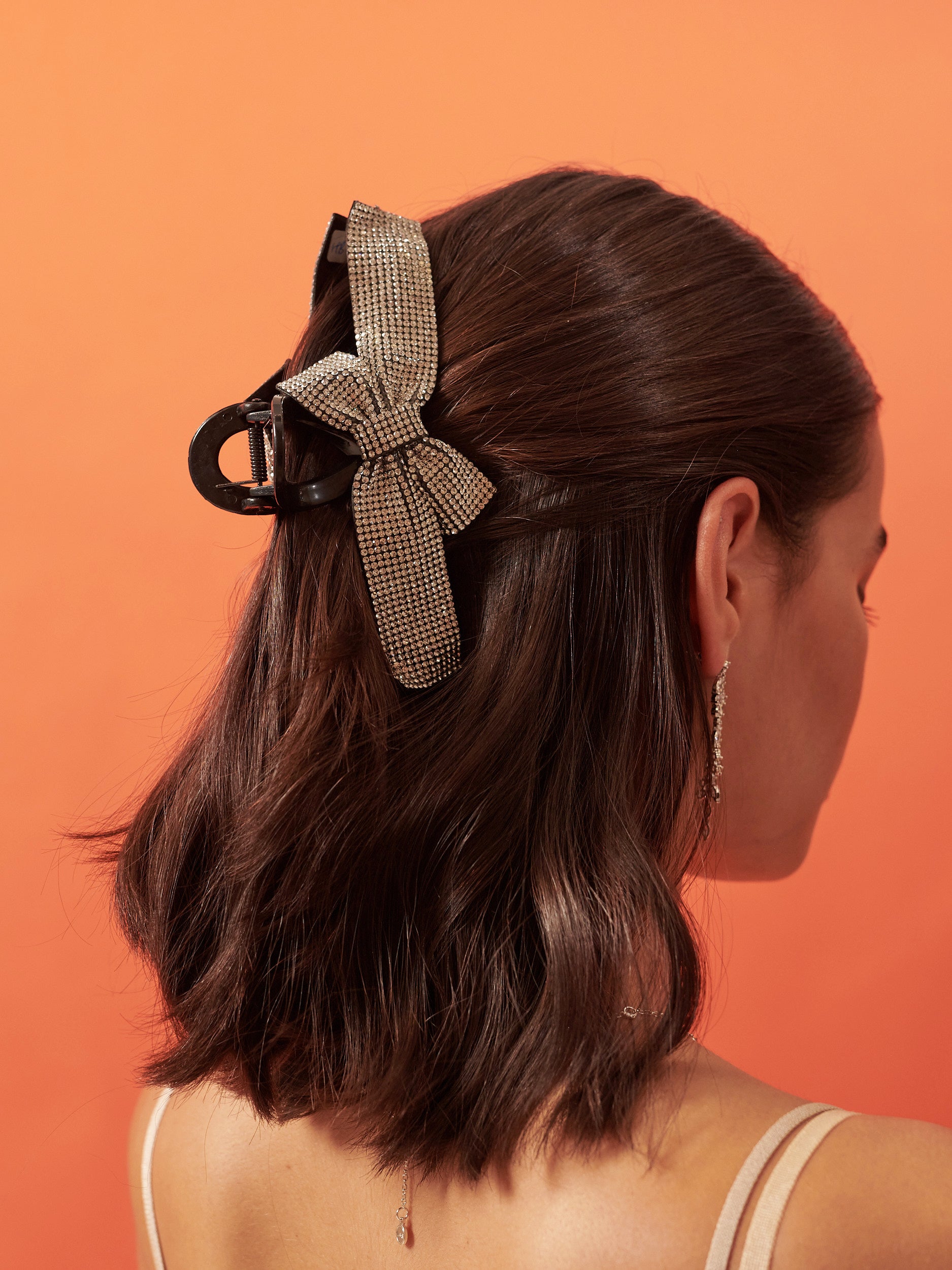 Rhinestone Bow Hair Claw Clip