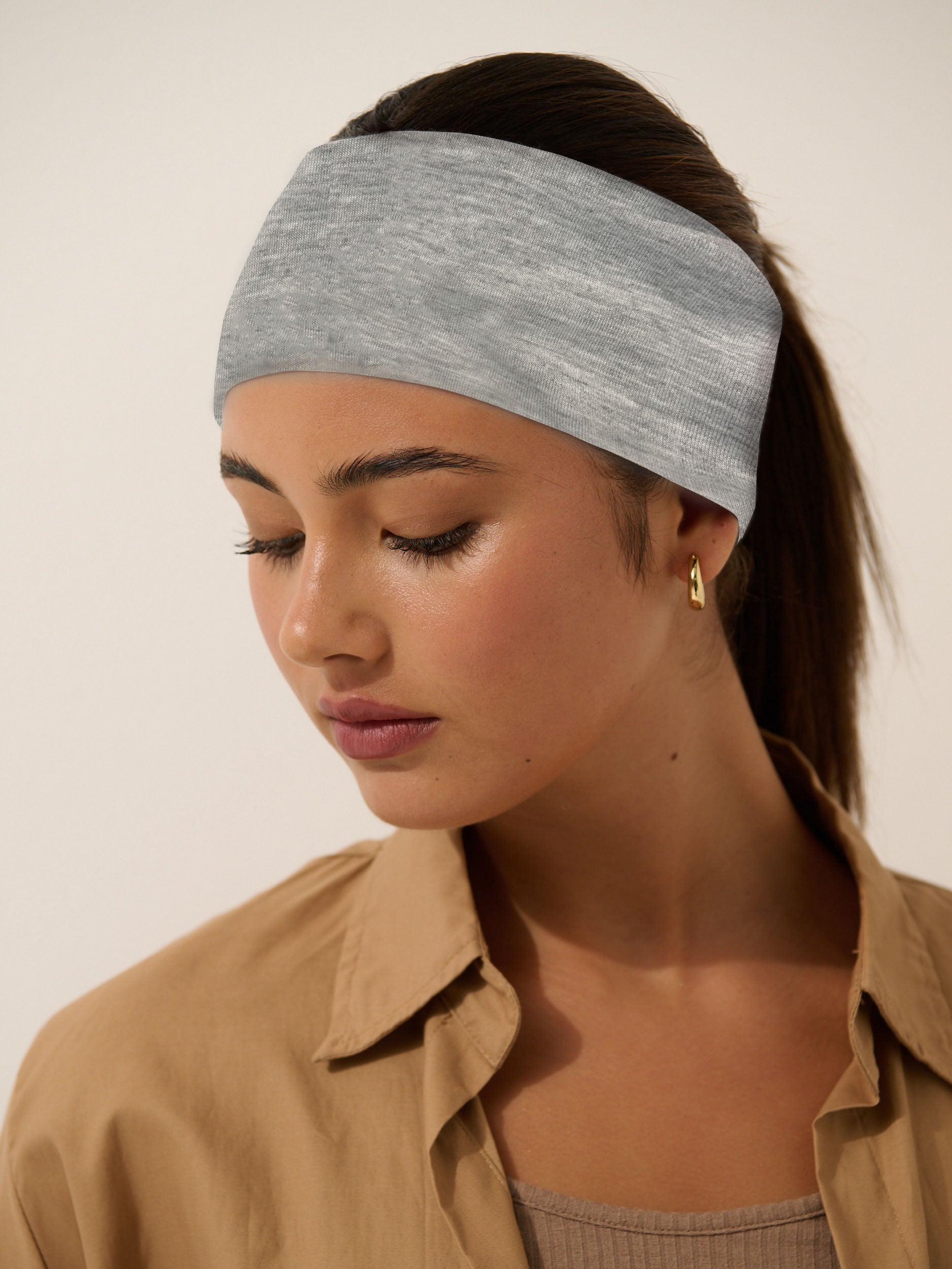 Soft Elastic Headband Set in Brown&Melange