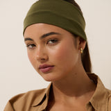 Soft Elastic Headband Set in Green&Grey