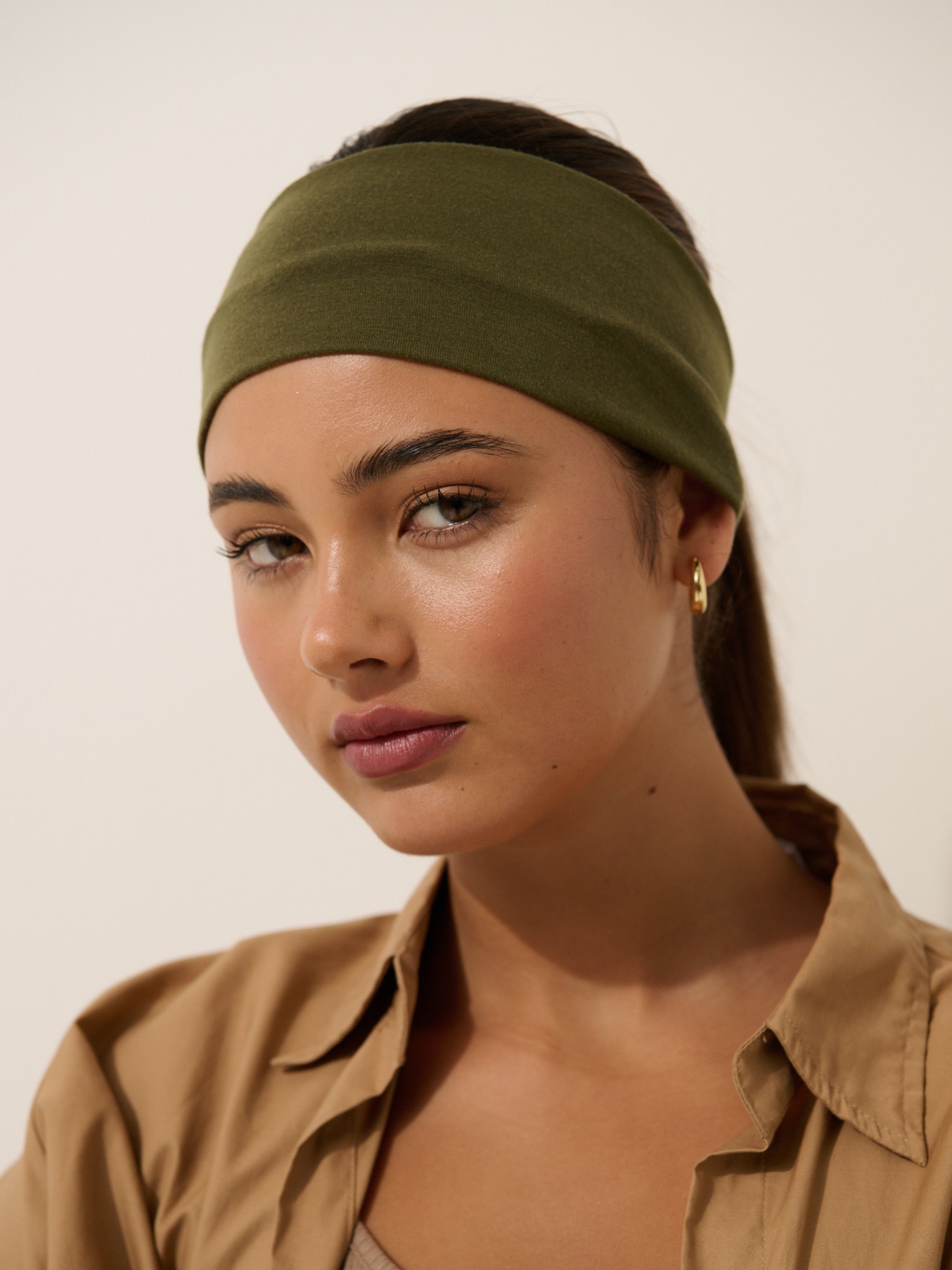 Soft Elastic Headband Set in Green&Grey