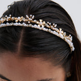 Double Pearl Floral Statement Headband