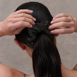 Rhinestone Statement Scrunchie in Black