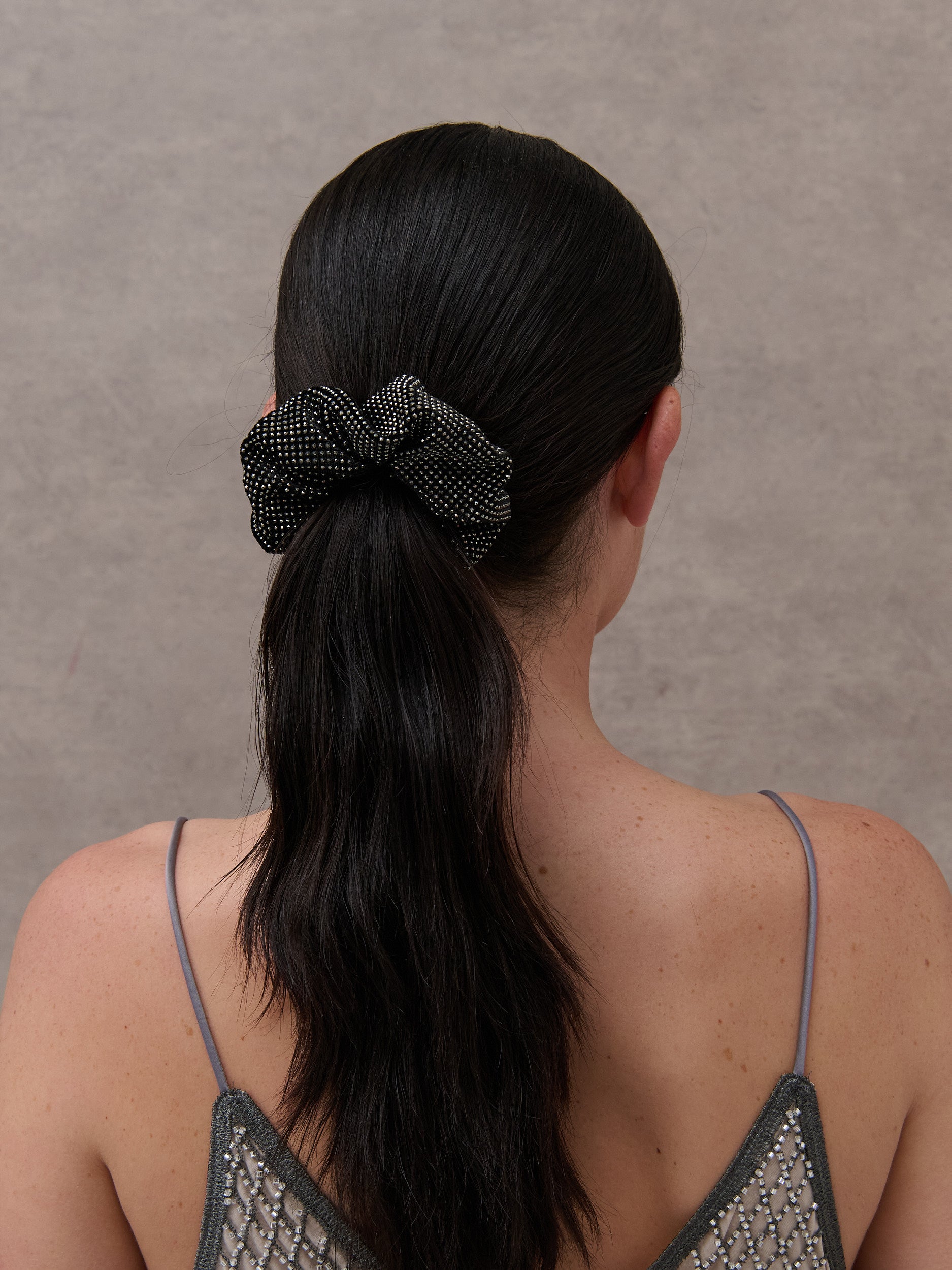 Rhinestone Statement Scrunchie in Black