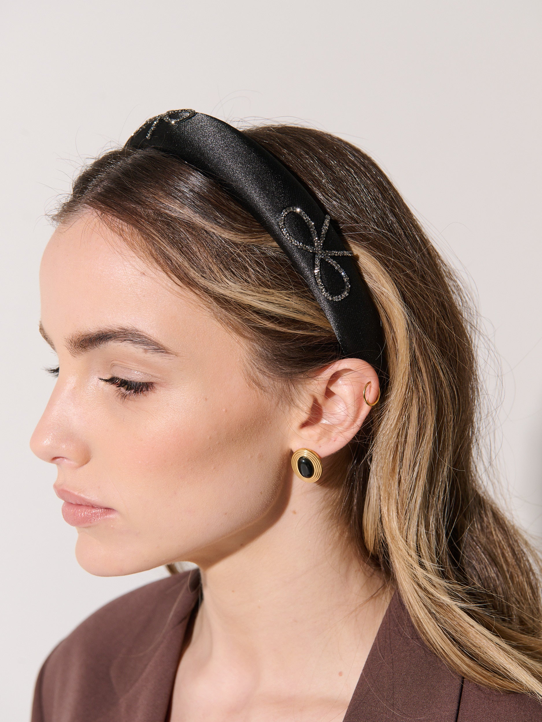 Black Diamante Bow Statement Headband