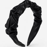 Caroline Ruched Satin Headband in Black