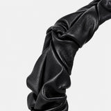 Caroline Ruched Satin Headband in Black