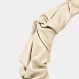 Caroline Ruched Satin Headband in Cream