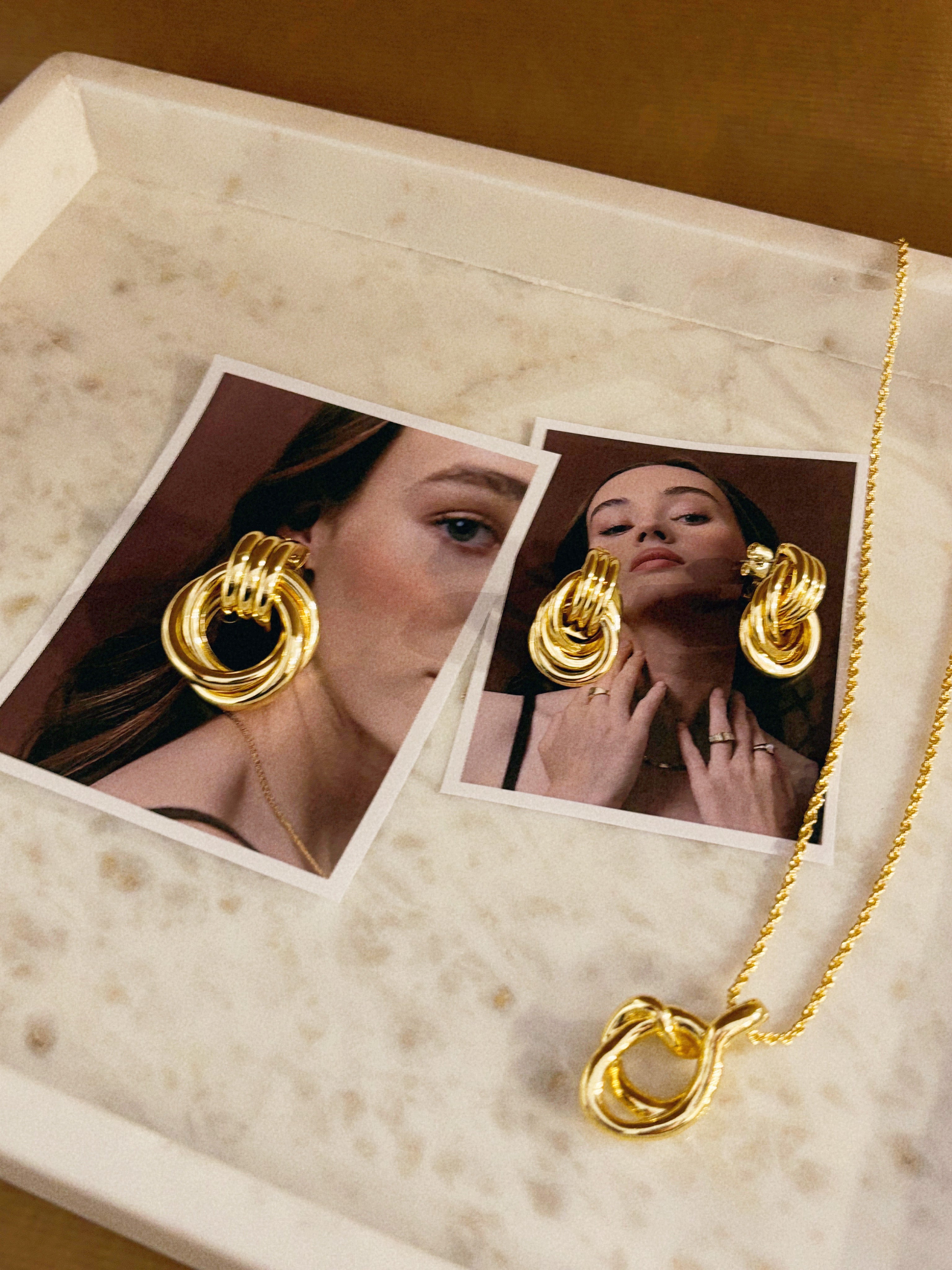 Large Knotted 18K Gold Plated Earrings