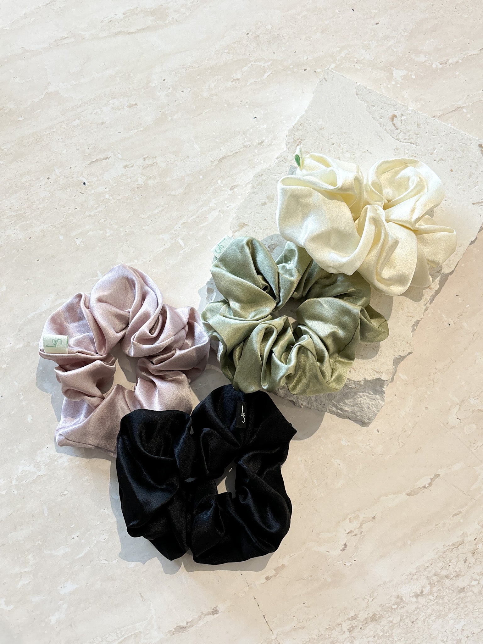 Lustre & Sage Silk Scrunchie in Sage