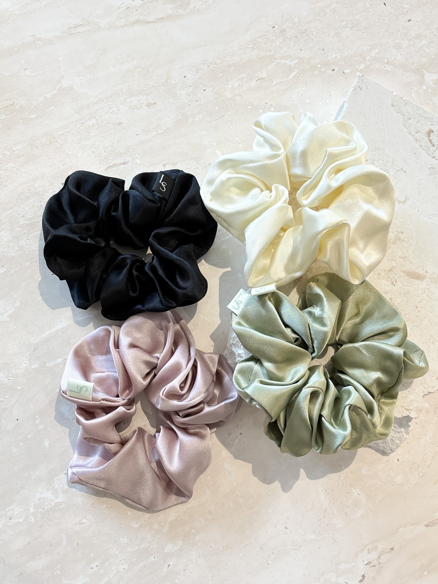 Lustre & Sage Silk Scrunchie in Sage