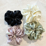 Lustre & Sage Silk Scrunchie in Cream