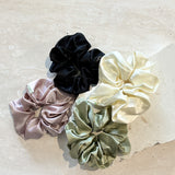 Lustre & Sage Silk Scrunchie in Cream