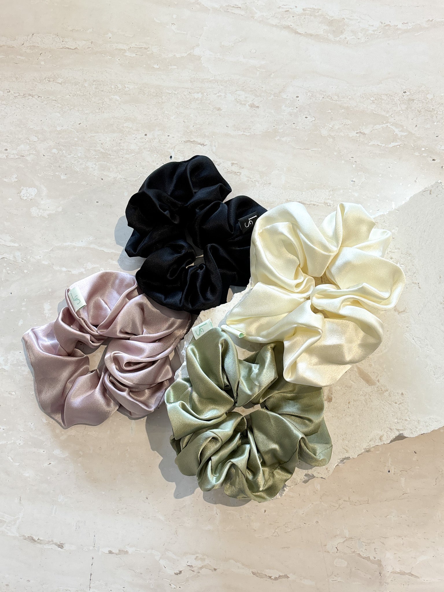 Lustre & Sage Silk Scrunchie in Cream