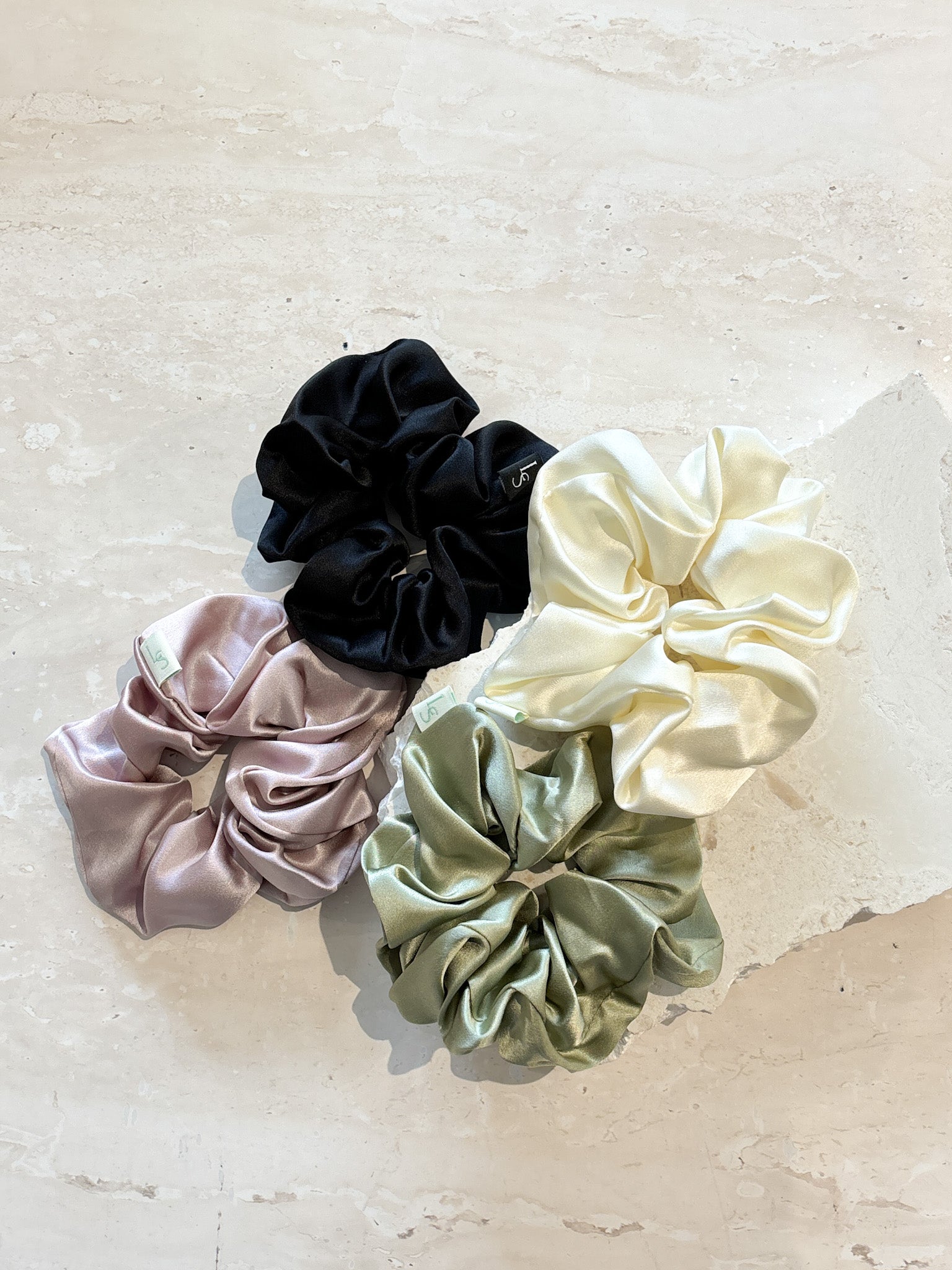 Lustre & Sage Silk Scrunchie in Sage