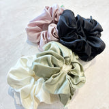 Lustre & Sage Silk Scrunchie in Black
