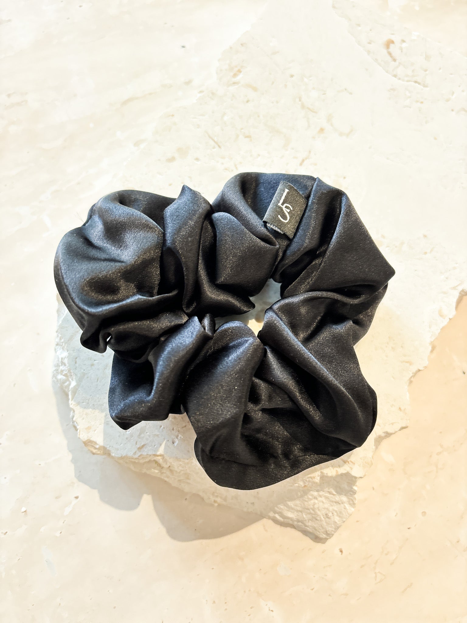 Lustre & Sage Silk Scrunchie in Black