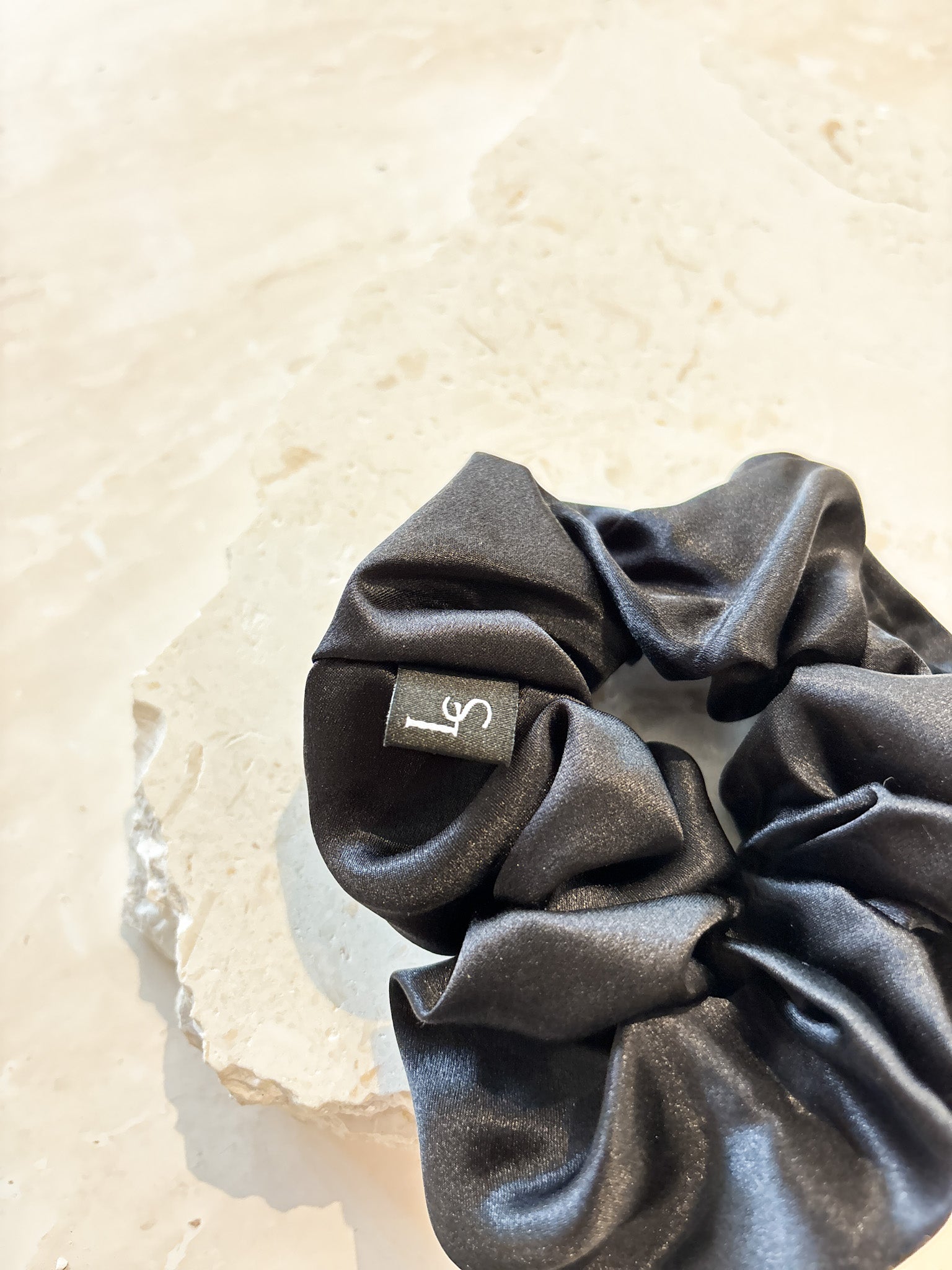 Lustre & Sage Silk Scrunchie in Black