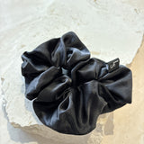Lustre & Sage Silk Scrunchie in Black