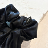 Lustre & Sage Silk Scrunchie in Black