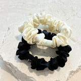 L&S Mini Silk Scrunchie 2pack in Black&Cream