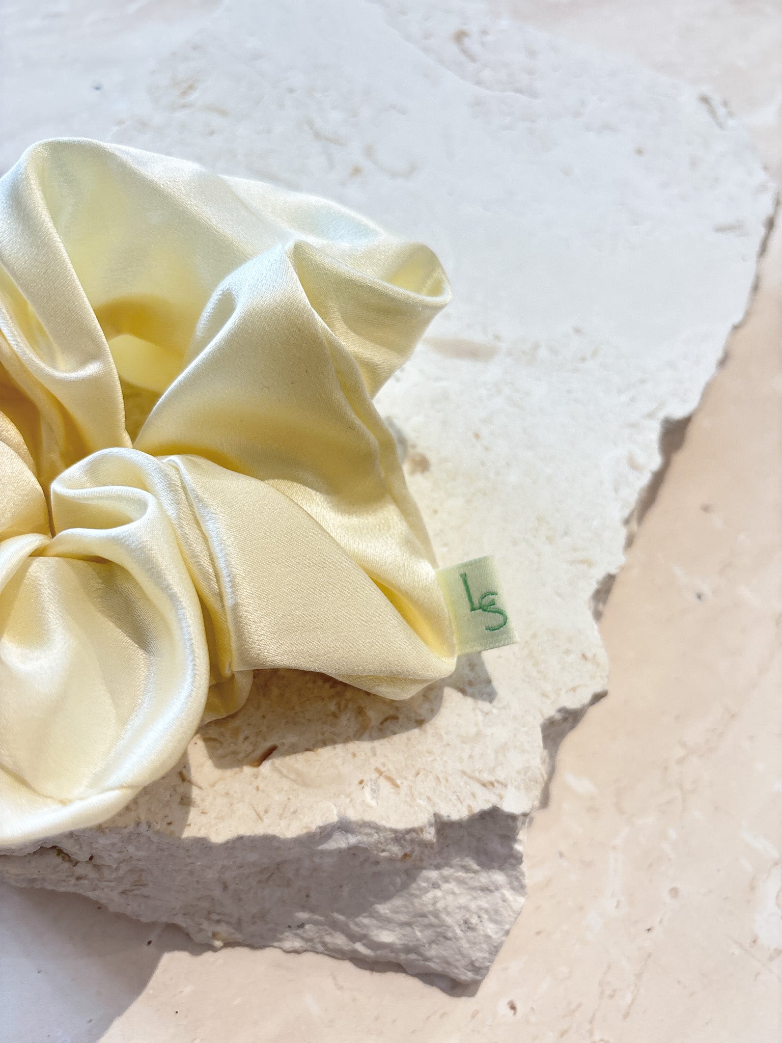 Lustre & Sage Silk Scrunchie in Cream