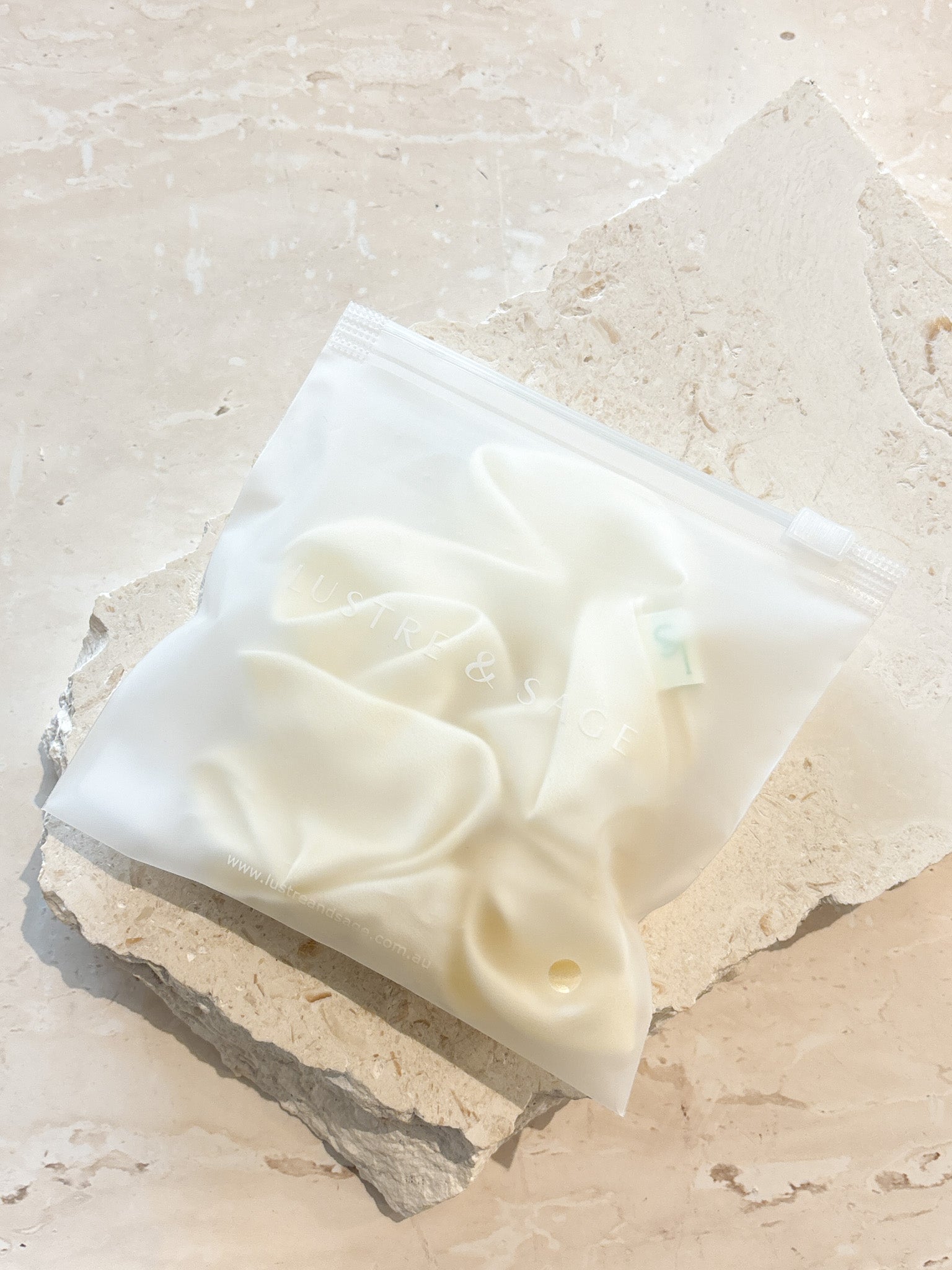 Lustre & Sage Silk Scrunchie in Cream