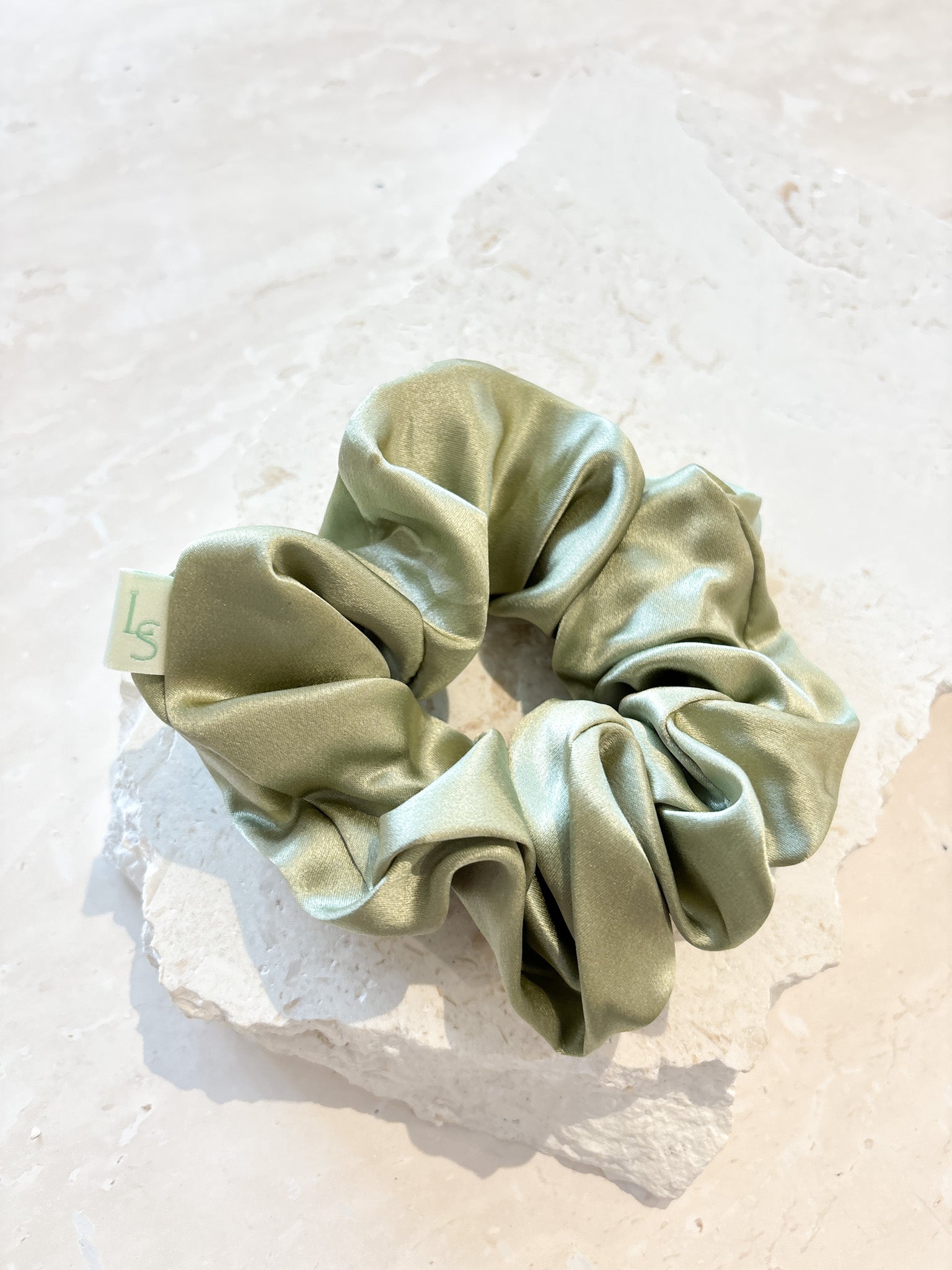 Lustre & Sage Silk Scrunchie in Sage