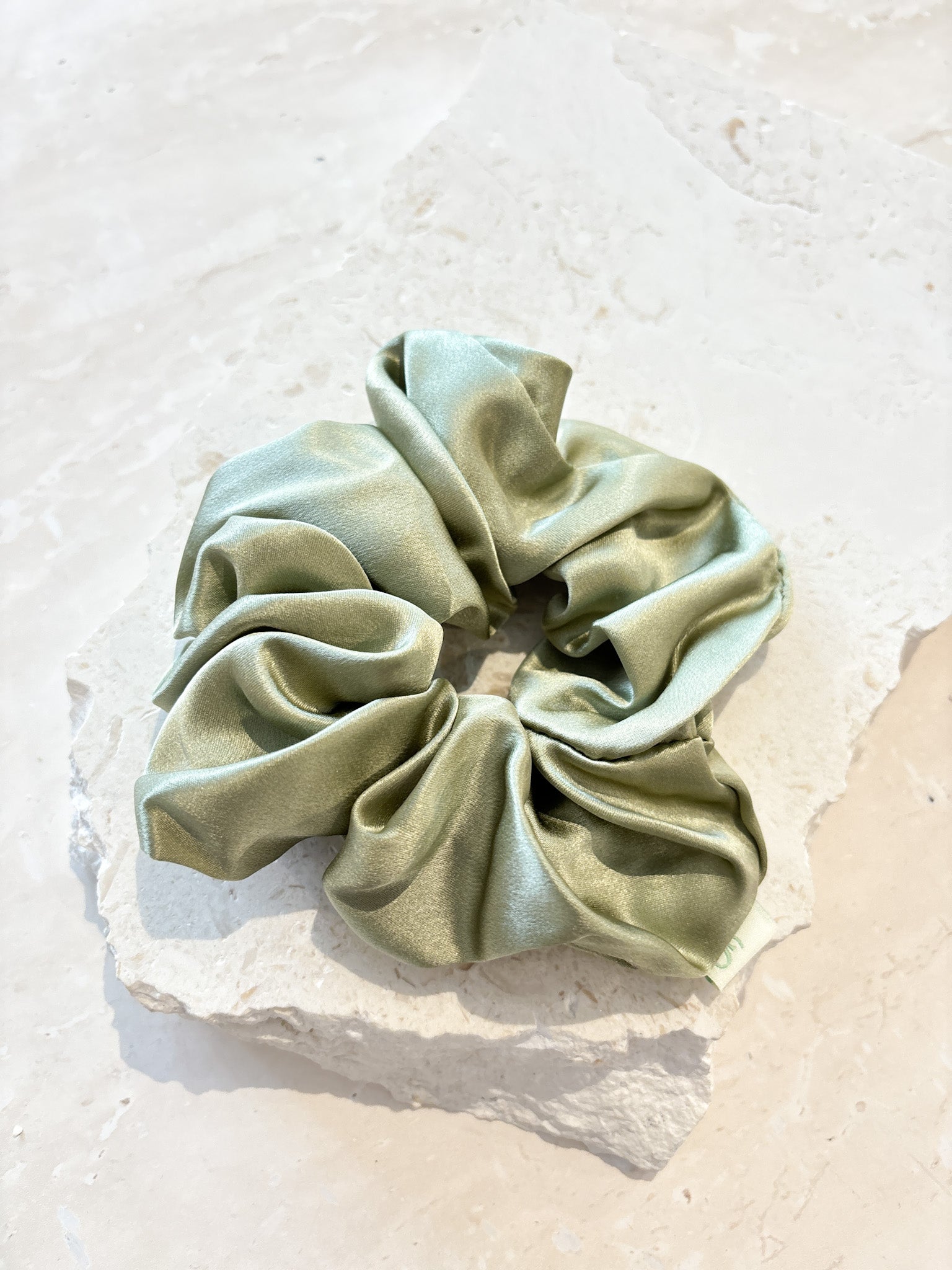 Lustre & Sage Silk Scrunchie in Sage