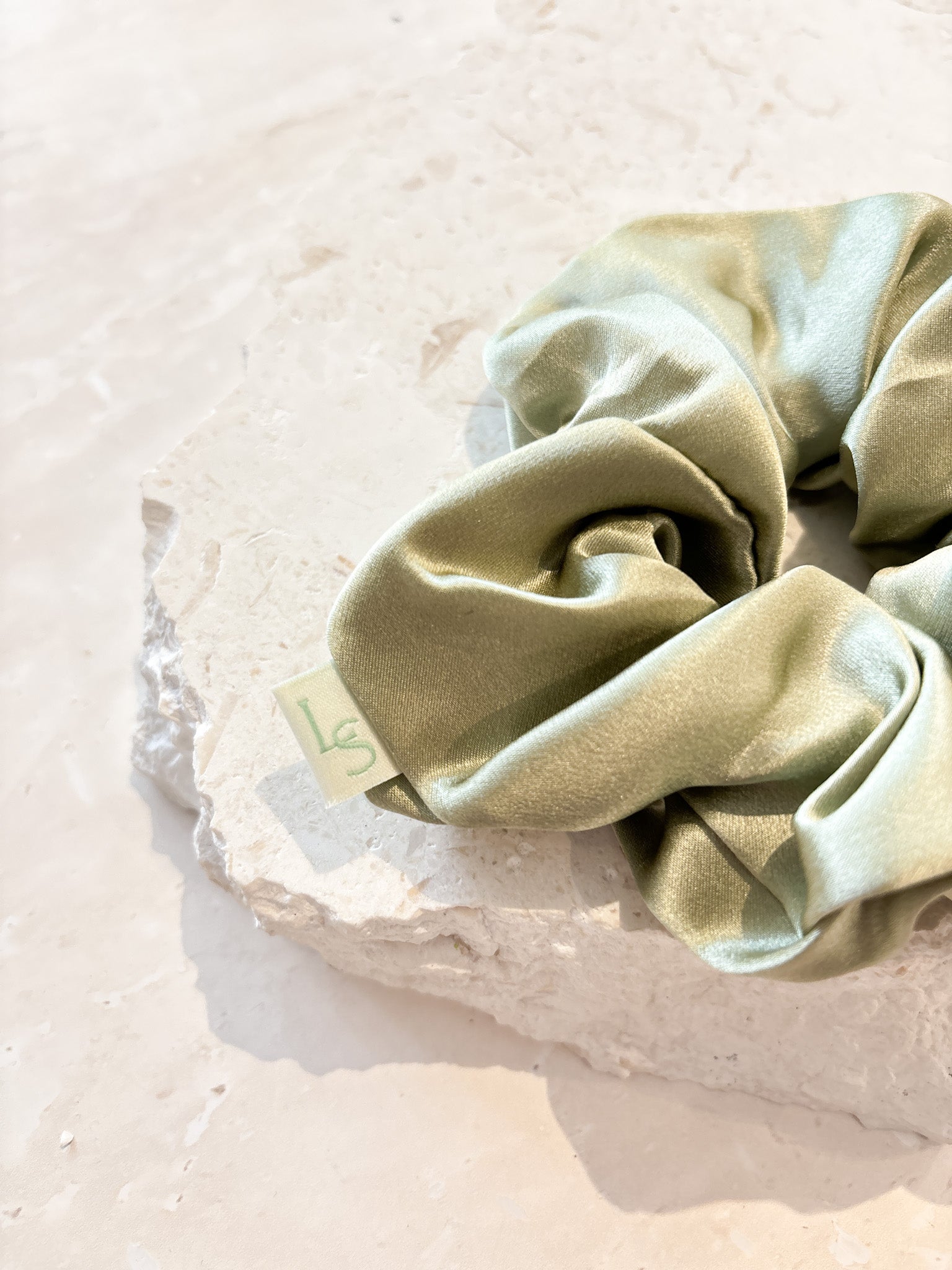 Lustre & Sage Silk Scrunchie in Sage