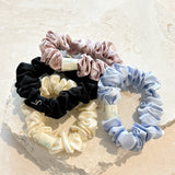 L&S Mini Silk Scrunchie 2pack in Black&Cream