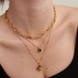 Neysa Stone Charm 18K Gold Plated Necklace