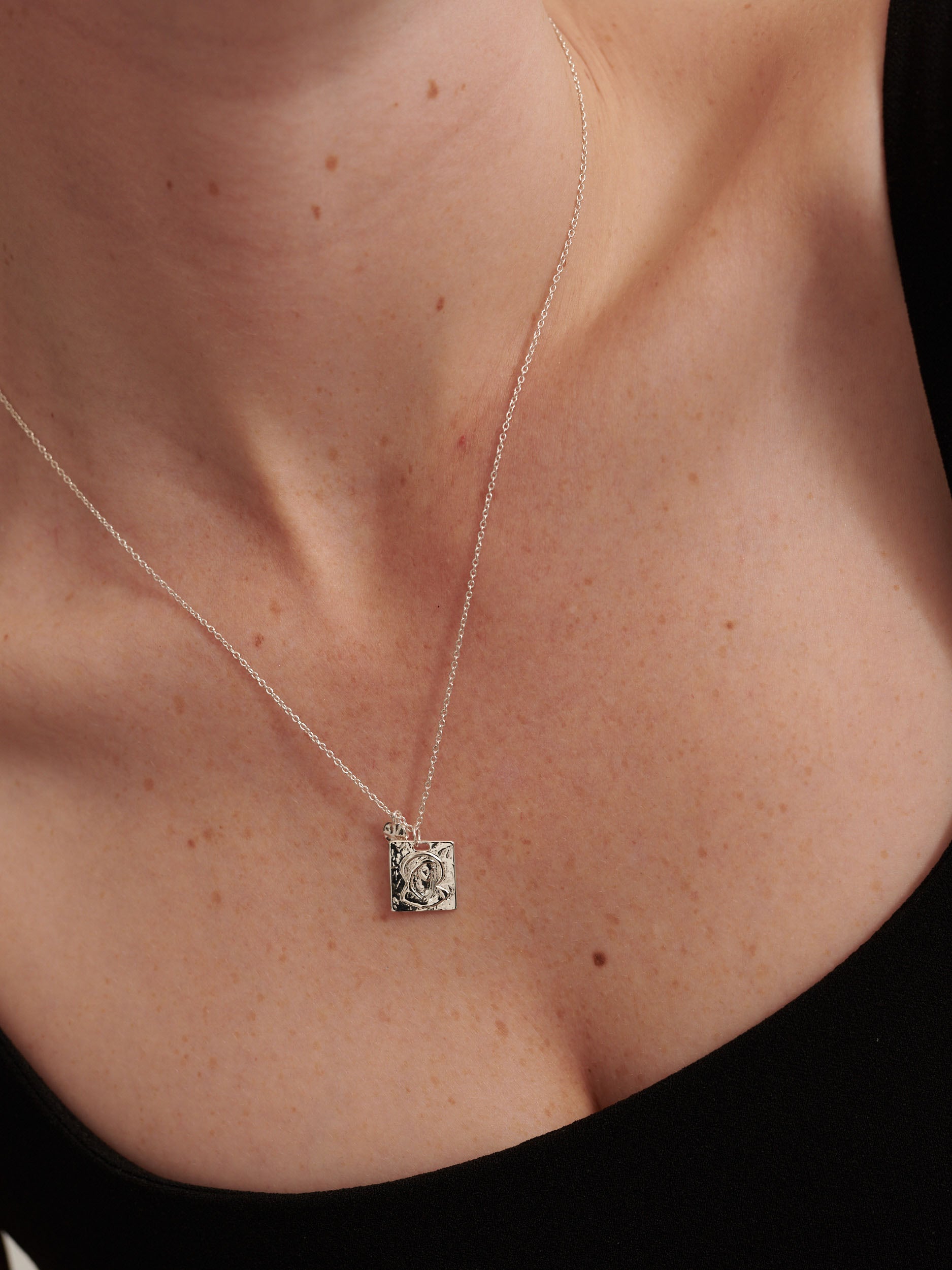 Theta Silver Plated Charm Necklace